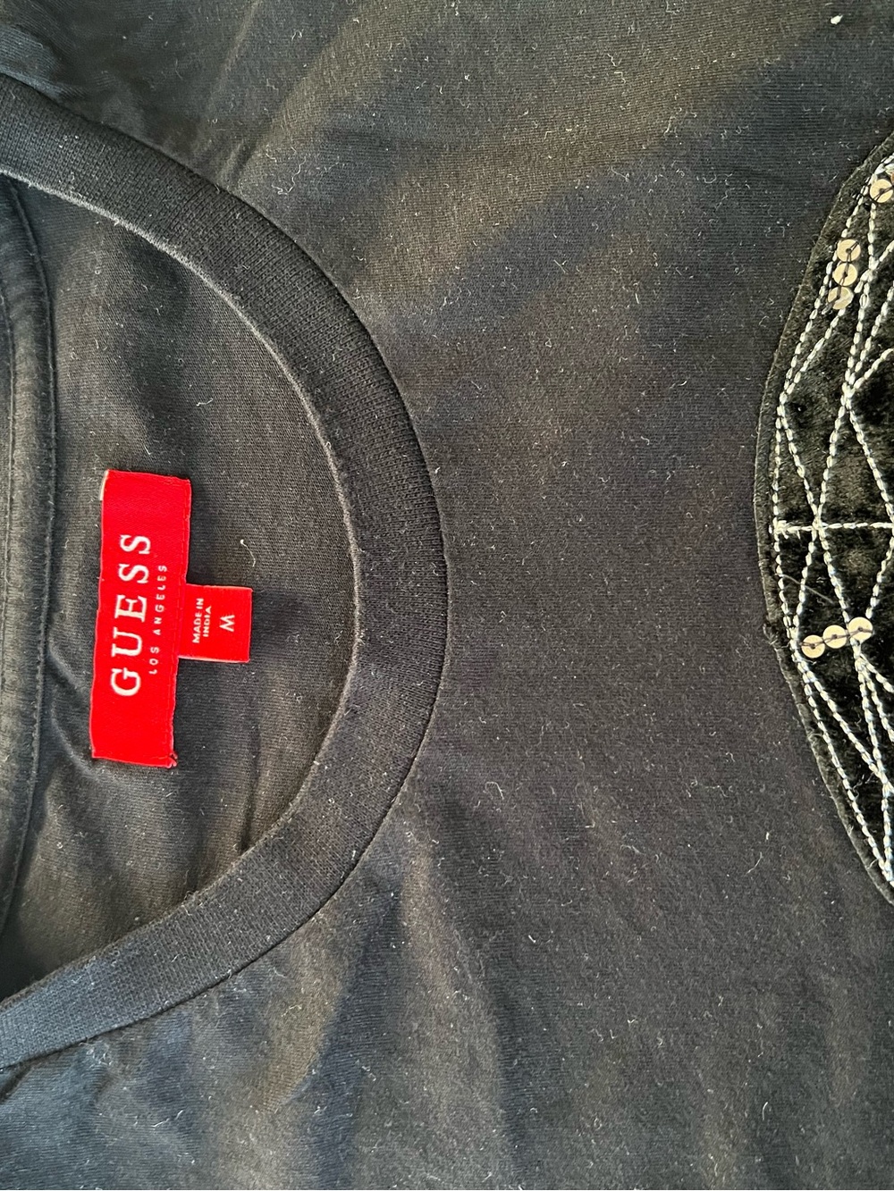 Guess Black Men's T‑Shirt with Embroidered Skull - Picture 2 of 2